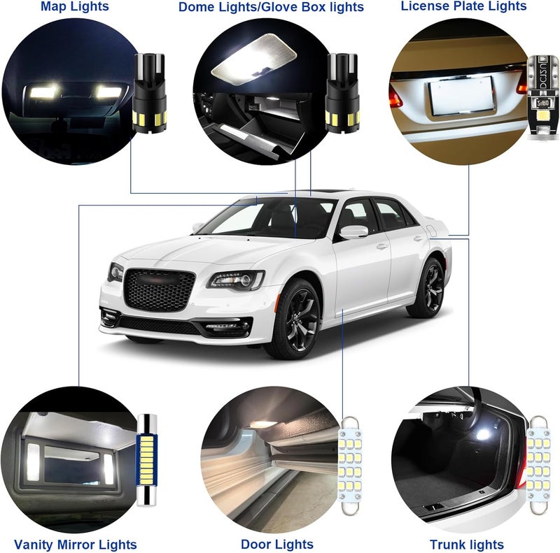 EASY EAGLE Interior Car-Lights for Chrysler-300-300C-2011-2021: 17 Piece Kit White LED Light Bulbs - Super Bright 6000K + Install Tool - Image 3